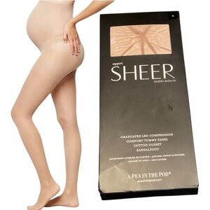 A Pea in the Pod Sheer Nude Compression Pantyhose Sandalfoot Size A Small‎